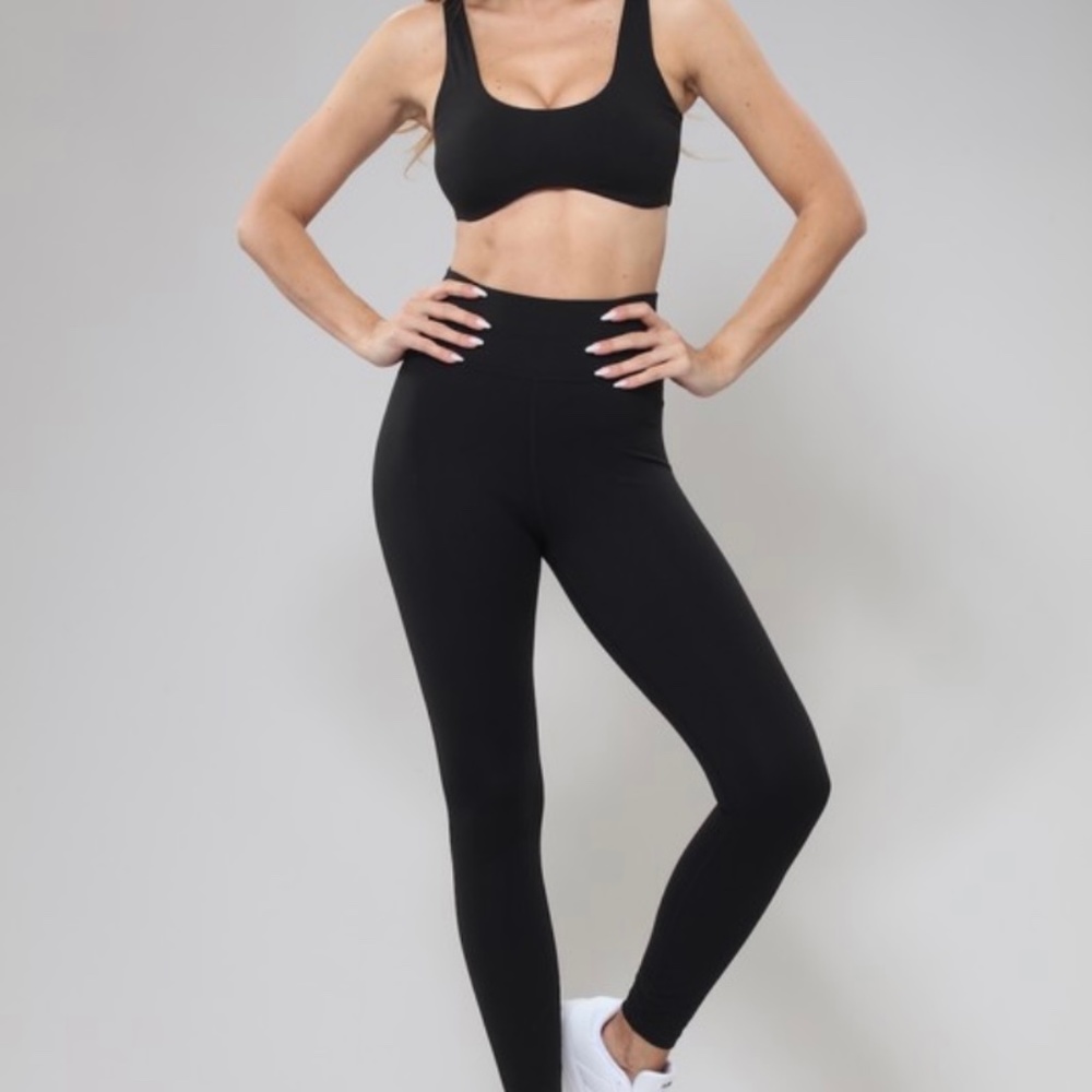 Legging Set, Black Scooped bra and Legging, High Waisted